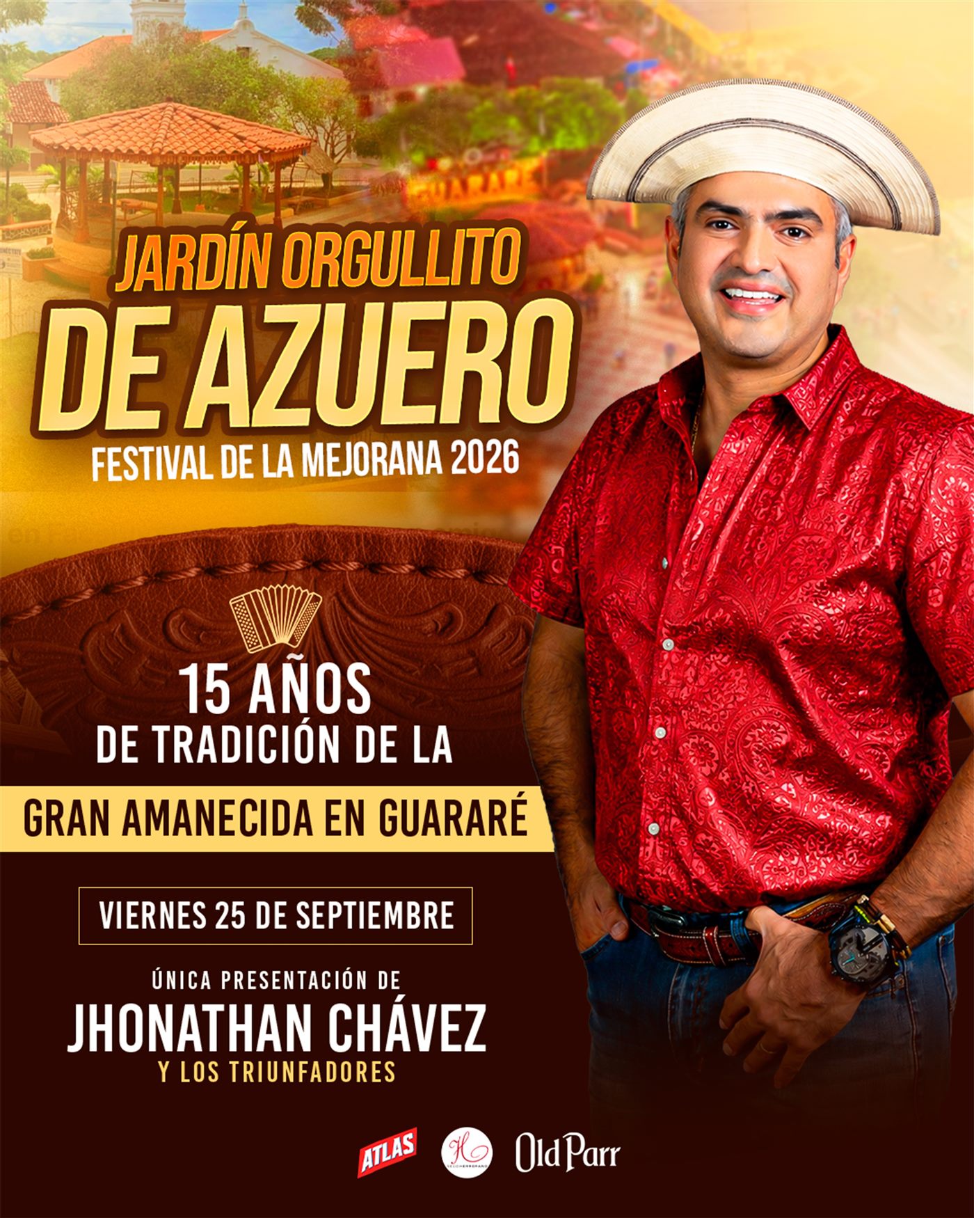 Afiche de la Gran Amanecida en el Jardín Orgullito de Azuero, Guararé, viernes 25 de septiembre